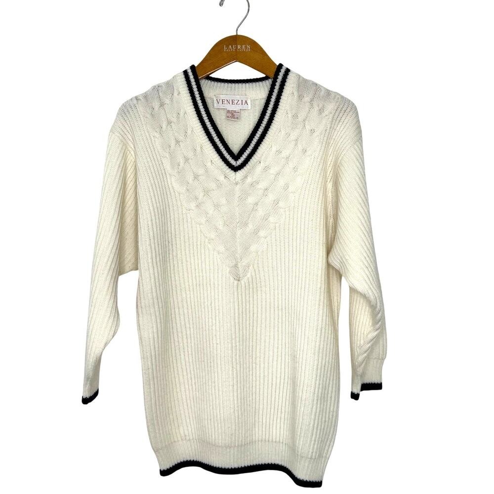 Vintage Venezia cable knit tennis sweater Womens - See measurements